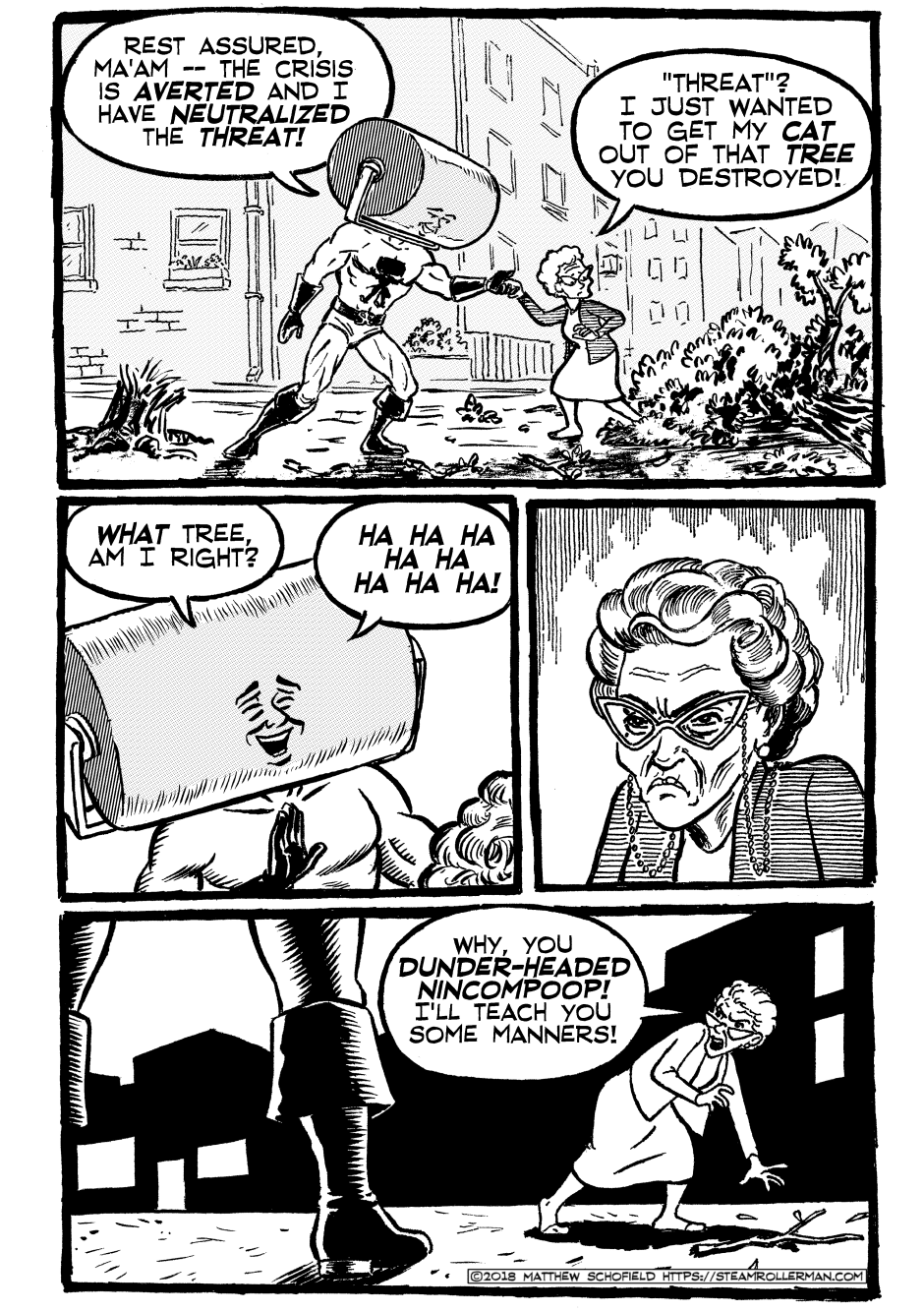 Issue Zero, Page Nine - STEAMROLLER MAN!